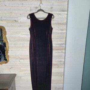 ONYX Nite WENDYE CHAITIN chocolate brown velvet velour maxi dress. Vintage.